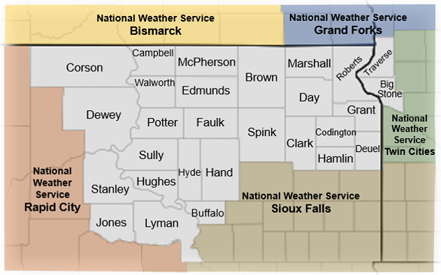 NWS Aberdeen Fire Weather Zones Map