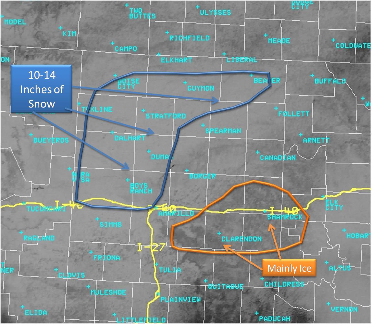 Satellite Image of the Snow