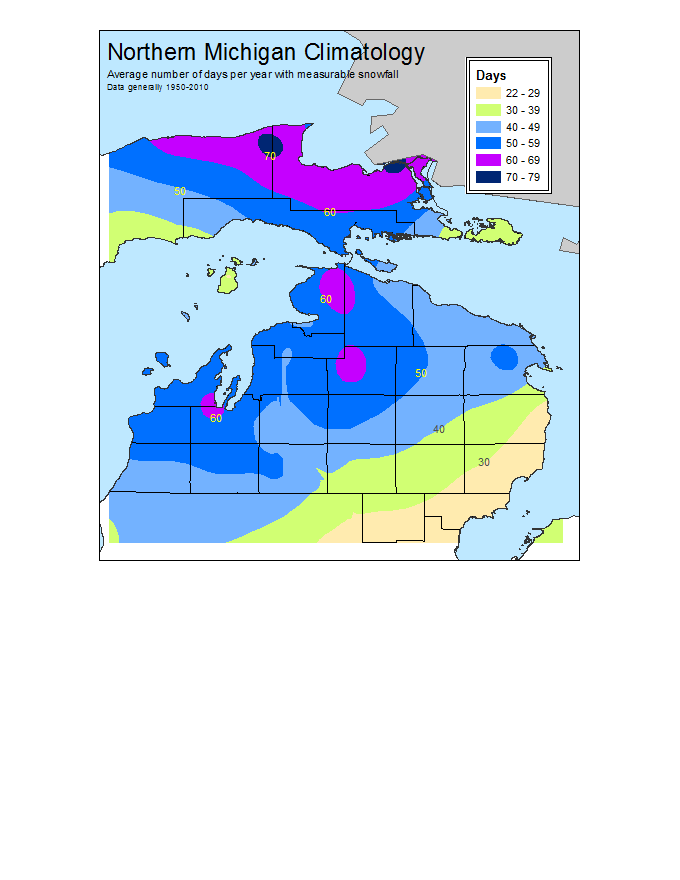 average number of days of measurable snowfall