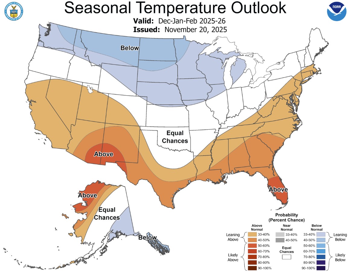 2025-26 CPC Winter U.S. Temperature Outlook