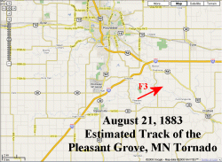 Estimated track of the Pleaant Grove, MN tornado 