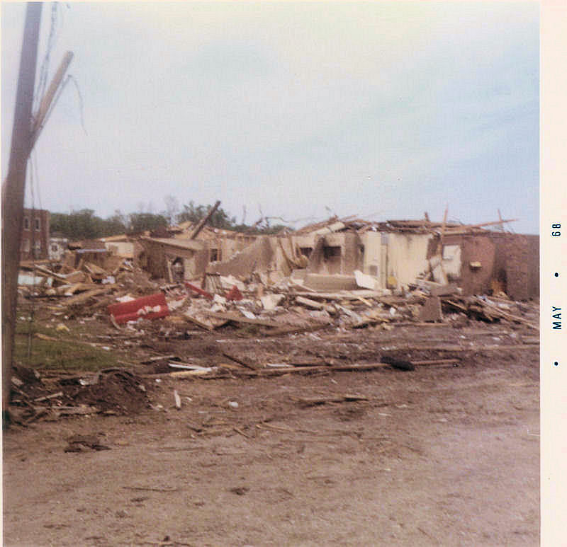 Looking west toward Main Street from apartment 49 in Cedar Terrace complex. Salisbury building is on the far left.