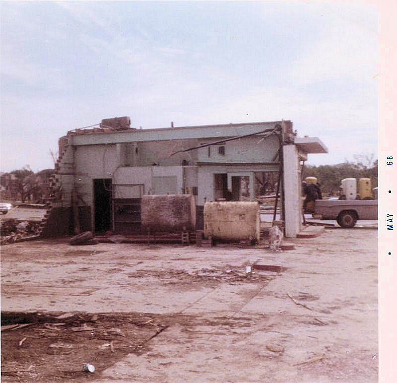 This is what was left of the gas station on the south side of Gilbert Street at Hildreth Looking south.