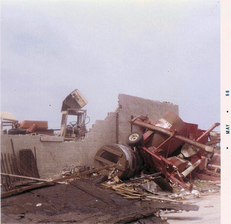 The tractor dealership on the north end of town.