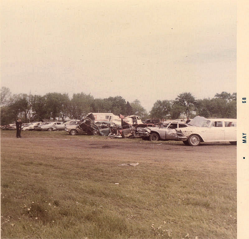 Smashed cars were held here at Lions Field for the insurance companies.