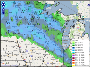 December 20-21,2010 Regional Snowfall Map