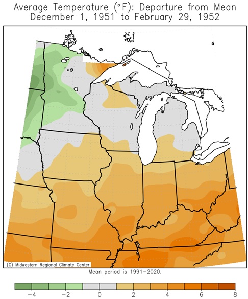 1951-52 Winter Temps Departures