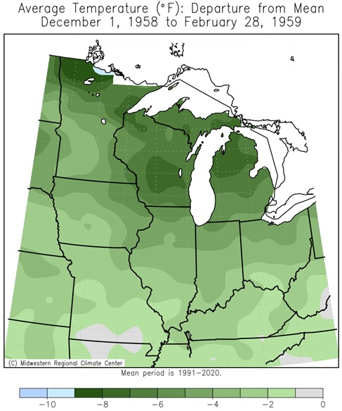 1958-59 Winter Temps Departures