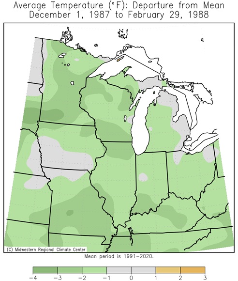 1987-88 Winter Temps Departures