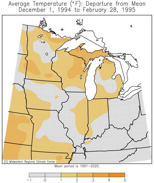 1994-95 Winter Temps Departures