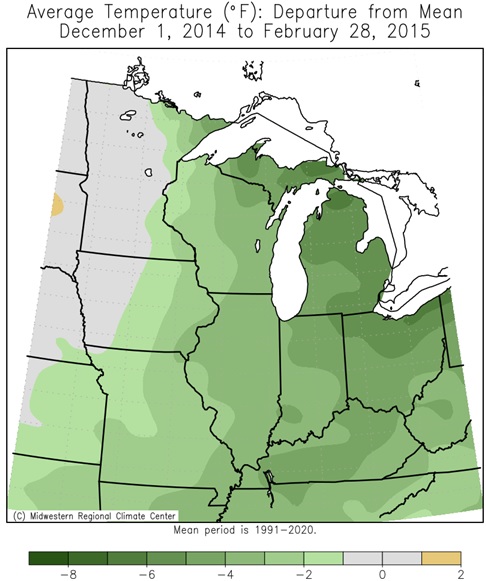 2014-15 Winter Temps Departures