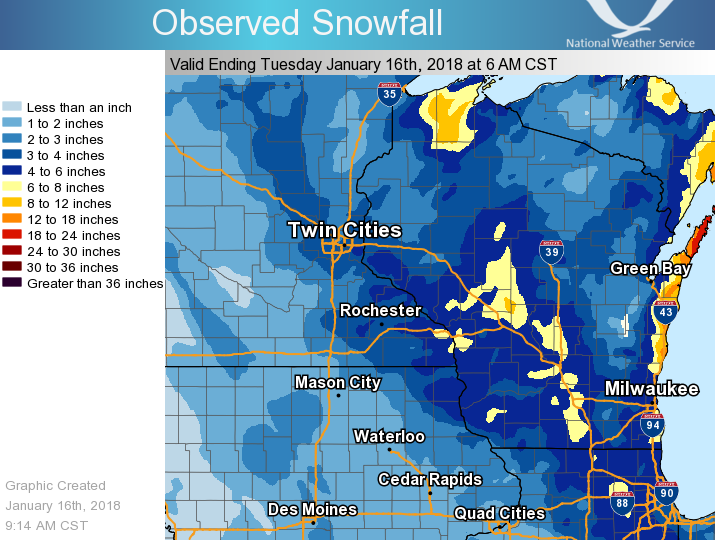 Map of total snowfall