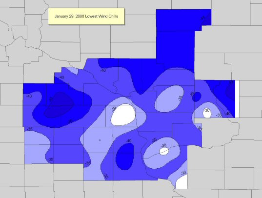 January 29, 2008 Wind Chills