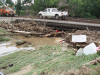 Debris backup along bridge near Bagley, WI