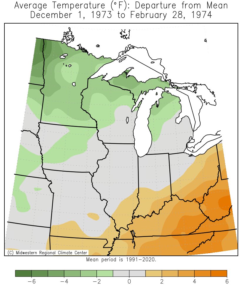 1973-74 Winter Temps Departures