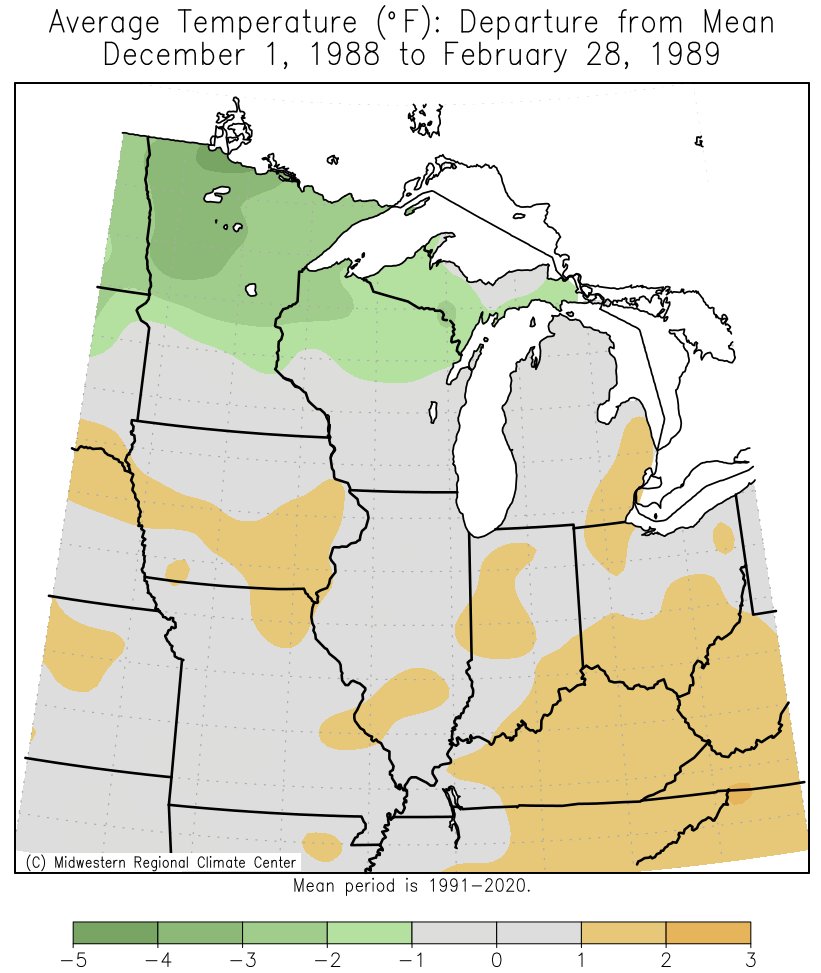 1988-89 Winter Temps Departures