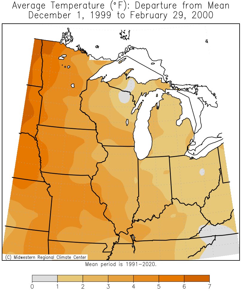 1999-2000 Winter Temps Departures