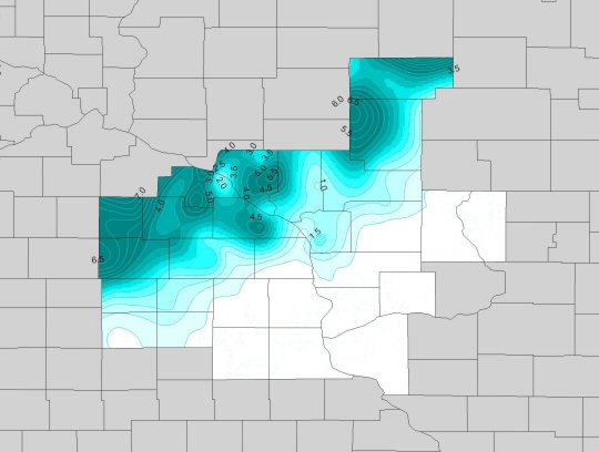 Snowfall map for March 13 2006