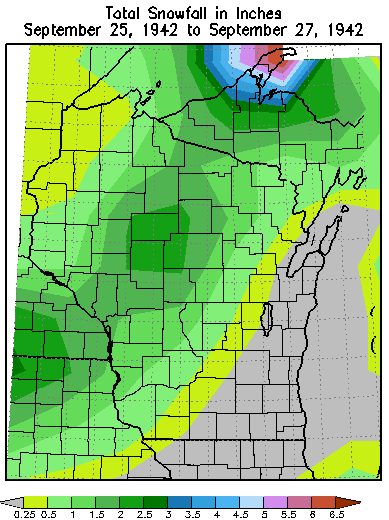 Snowfall from the September 1942 Snow Storm