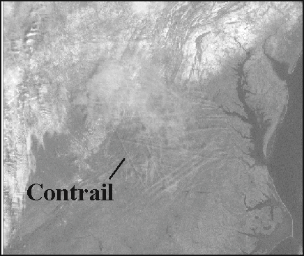 Contrail via satellite image.