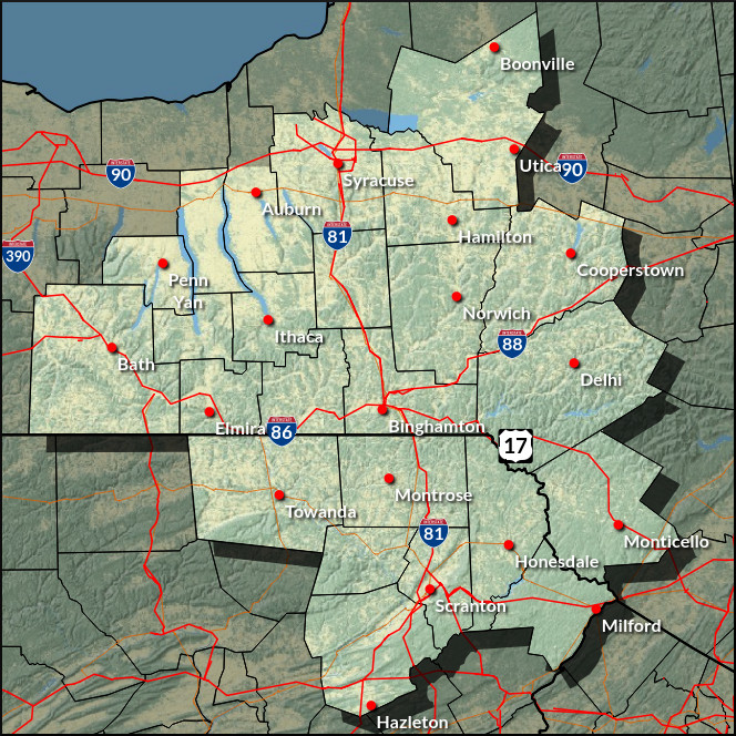 NWS Binghamton County Warning Area. Click for a larger view.