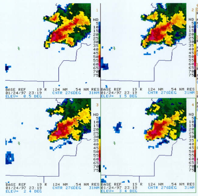 Radar reflectivity at 2319 UTC.