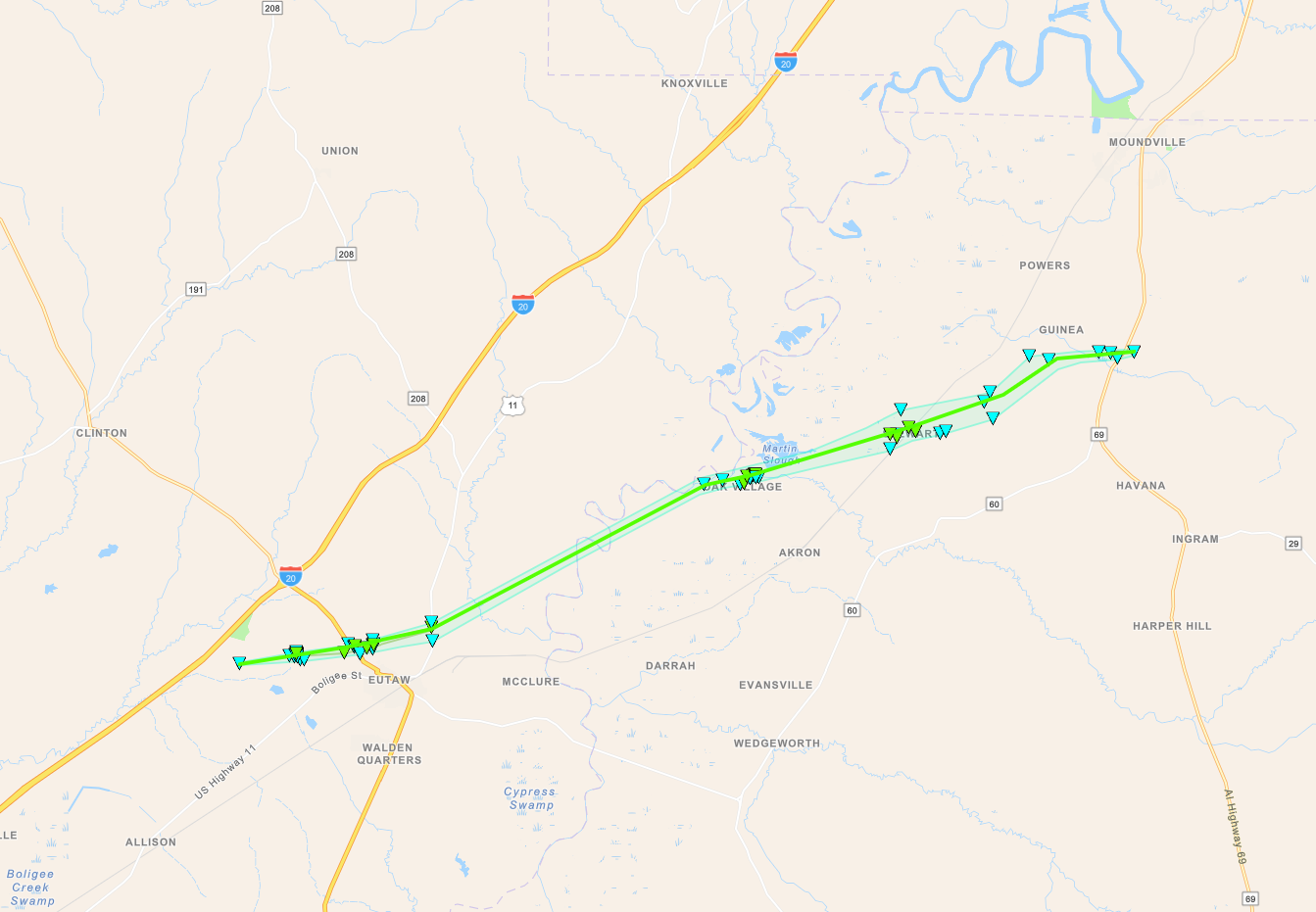 Tornado Track Map