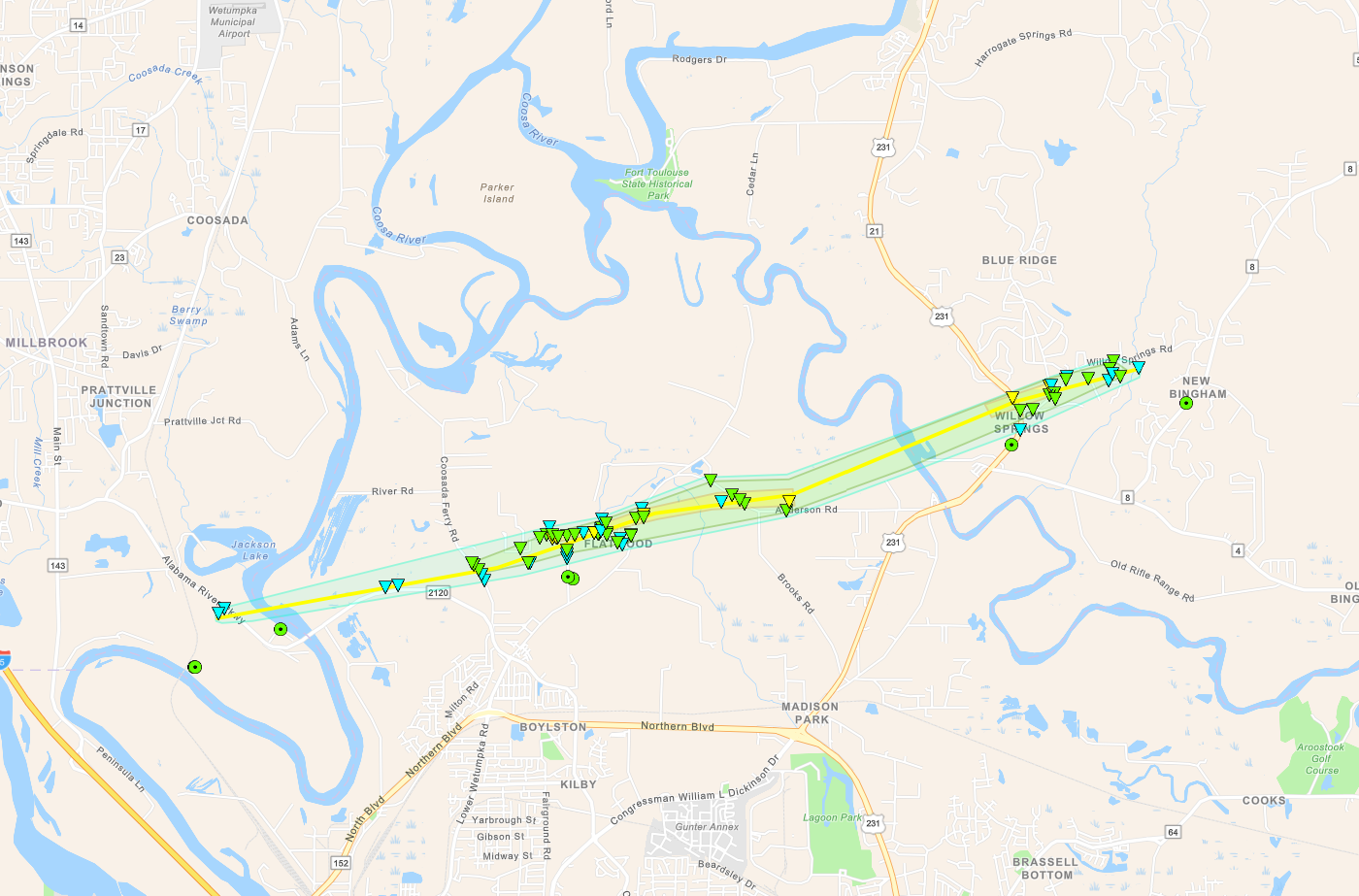 Tornado Track Map