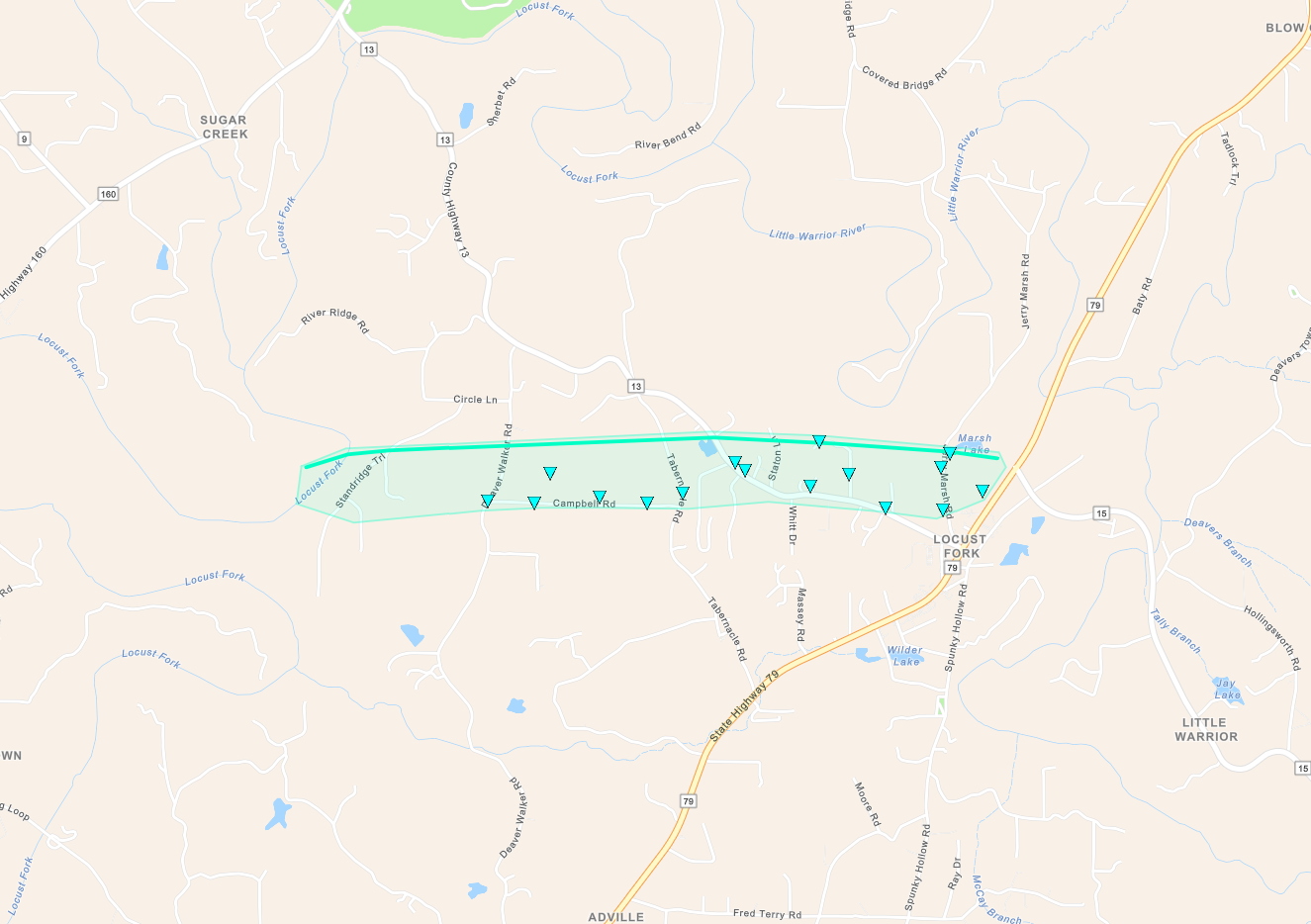 Tornado Track Map