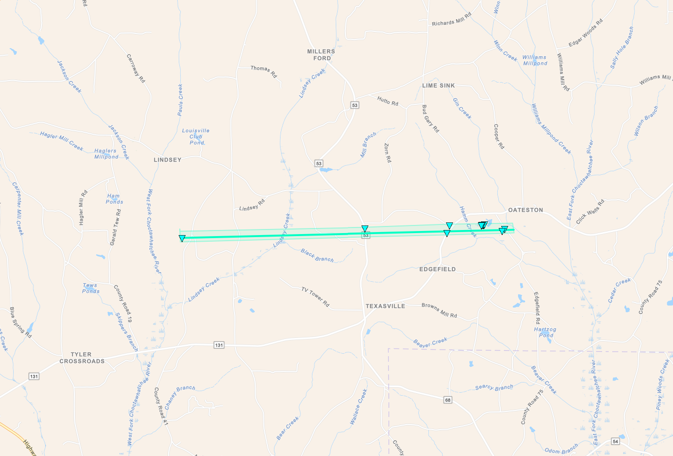 Tornado Track Map