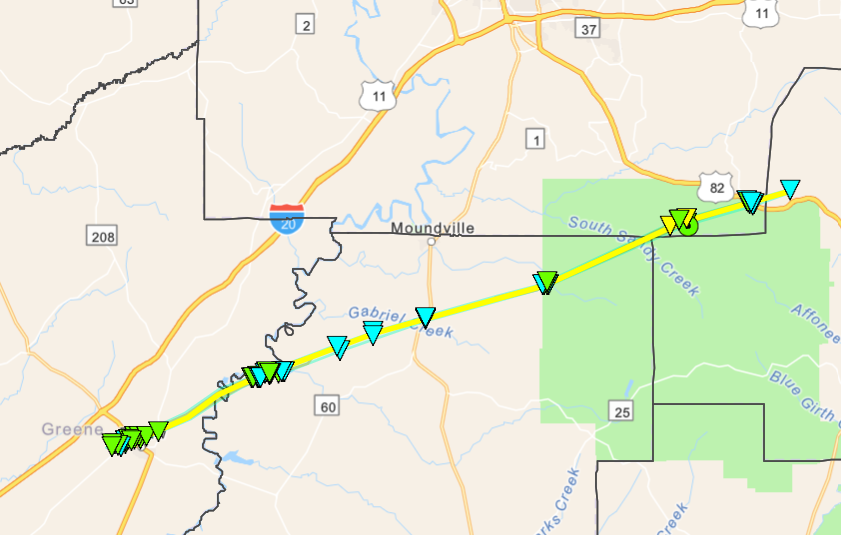 Tornado Track Map