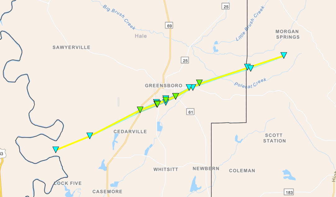 Tornado Track Map