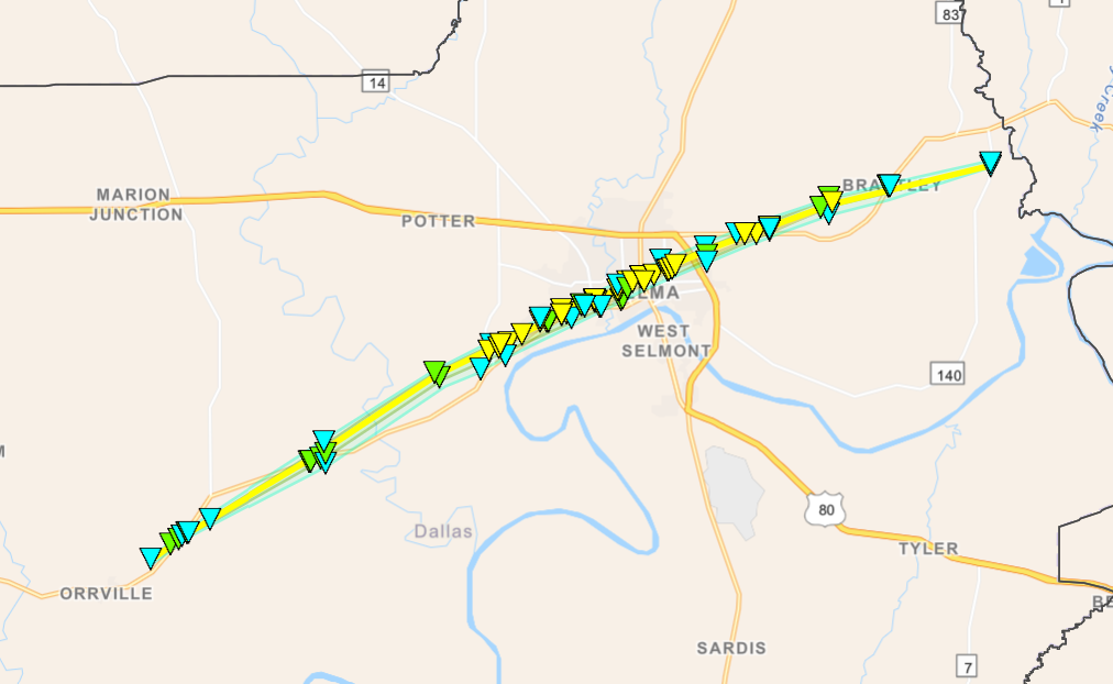 Tornado Track Map