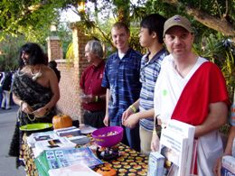 NWS Brownsville Staff, from right to left, at Boo at the Zoo, Brownsville, TX, 2009:  Senior Forecaster Geoff Bogorad, Forecaster-in-Training Rob Hart, Forecaster Buddy Martin, Warning Coordination Meteorologist Barry Goldsmith, setting up for Boo at the Zoo, Brownsville, TX, in 2009