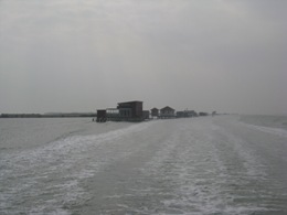 Several cabins along the center channel of Laguna Madre in Willacy County, Texas (click to enlarge)