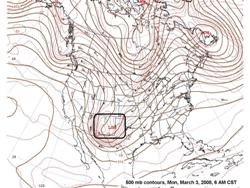 500 mb analysis, March 3, 2008 (click to enlarge)