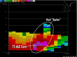 Cross section, northern Willacy County, at 438 PM CST (click to enlarge)