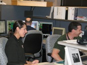 Warning Coordination Meteorologist Barry Goldsmith and reporter Cristina from KRGV-TV-5 discuss technology (click to enlarge)