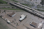 Arial flooding in Raymondville near U.S. Highway 77 overpass (click to enlarge)