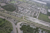 Areal flooding in Raymondville near U.S. Highway 77 overpass, wide shot (click to enlarge)