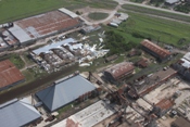 Warehouse roof pulled off by strong winds in Raymondville (click to enlarge)