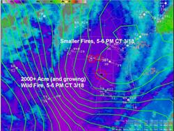 Satellite view of four corners wildfire, around 430 PM CT March 18th (click to enlarge)