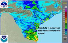 South Texas rainfall estimate from rainfall and gages, from 7 AM CDT April 27th through 7 AM CDT April 28th (click to enlarge)