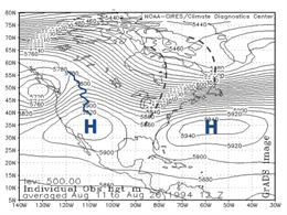 Typical pattern for a Canicula during a strong El Nino episode in late Summer