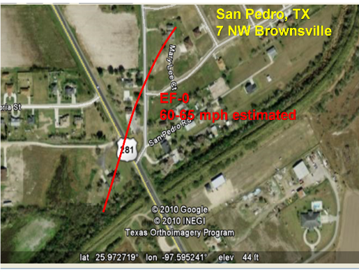 Track of San Pedro Tornado, June 30, 2010