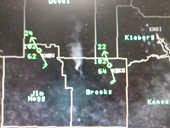 Northwest Brooks County wildfire flares up on Satellite, June 18th, between 3 and 330 PM CDT (click to enlarge)