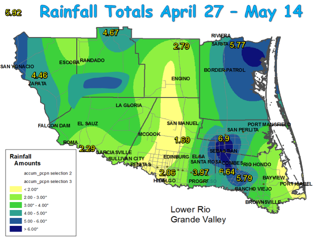 Rainfall for the Rio Grande Valley/Deep South Texas, April 27th through early May 15th, 2013