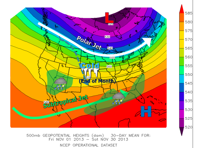 500 mb steering pattern across most of North America, November 2013