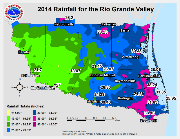 2014 Rainfall for the Rio Grande Valley and Deep South Texas(click to enlarge)