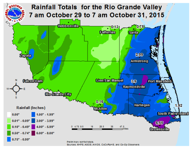 Preliminary rainfall for October 30, 2015